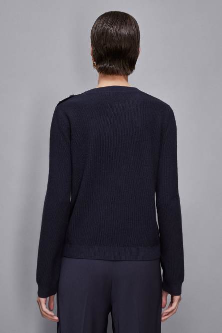 Pullover mit Knopfdetail, Blau, Patrizia Pepe