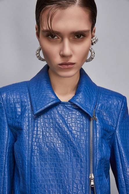 Biker-style jacket, Blue, Patrizia Pepe