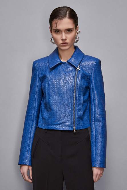 Biker-style jacket, Blue, Patrizia Pepe