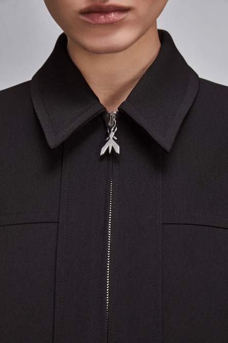Zippered Essential cropped jacket, Black, Patrizia Pepe