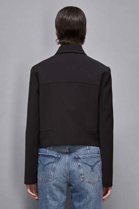 Zippered Essential cropped jacket, Black, Patrizia Pepe