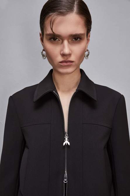 Zippered Essential cropped jacket, Black, Patrizia Pepe