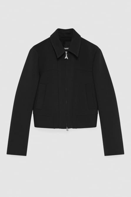 Zippered Essential cropped jacket, Black, Patrizia Pepe