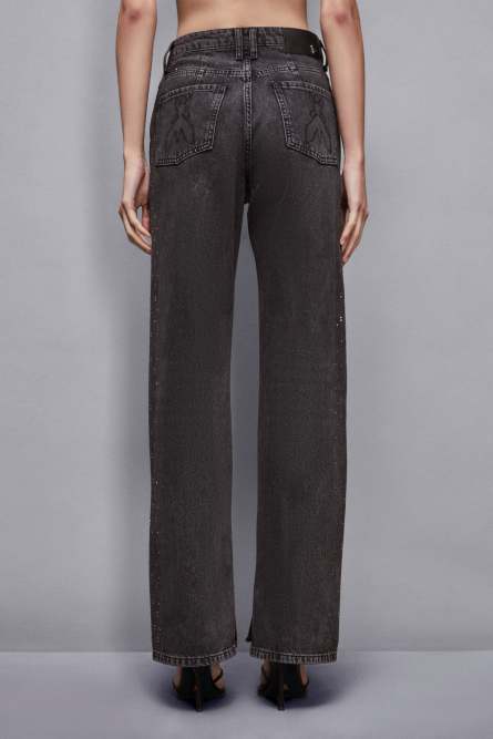 Denim pants with studs, Grey, Denim