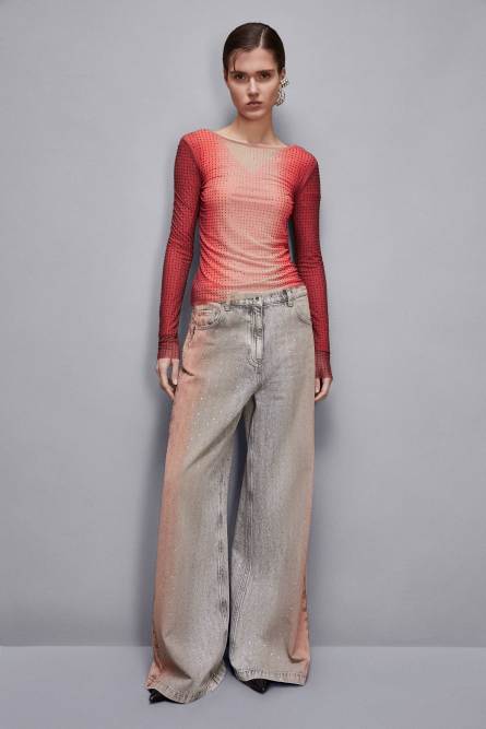 Degradè denim with rhinestones, Multicolor, Patrizia Pepe