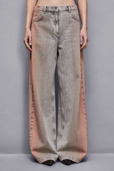 Degradè denim with rhinestones, Multicolor, Patrizia Pepe