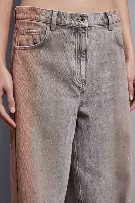 Degradè denim with rhinestones, Multicolor, Patrizia Pepe