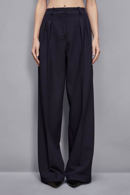 Wide pants with pleats, Blue, Patrizia Pepe