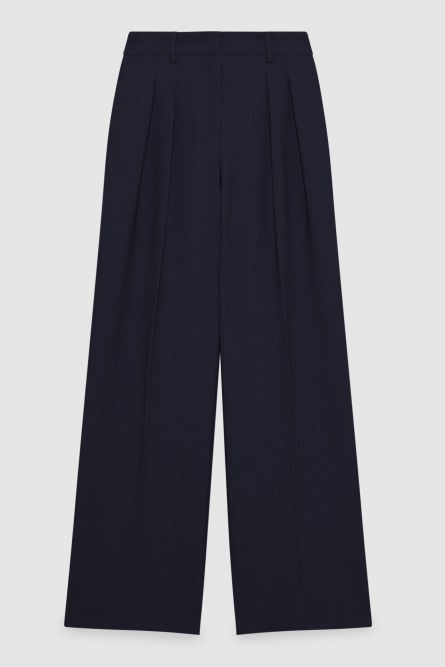 Wide pants with pleats, Blue, Patrizia Pepe