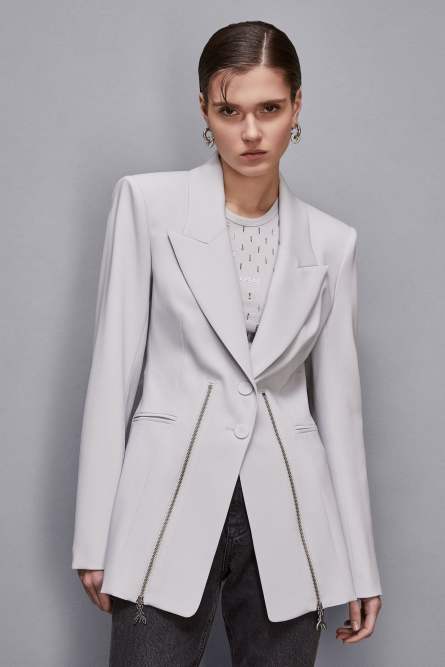 Zippered two-button jacket, Grey, Patrizia Pepe