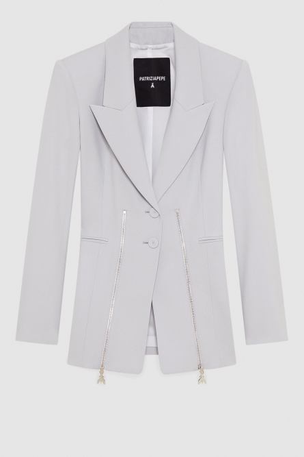 Zippered two-button jacket, Grey, Patrizia Pepe