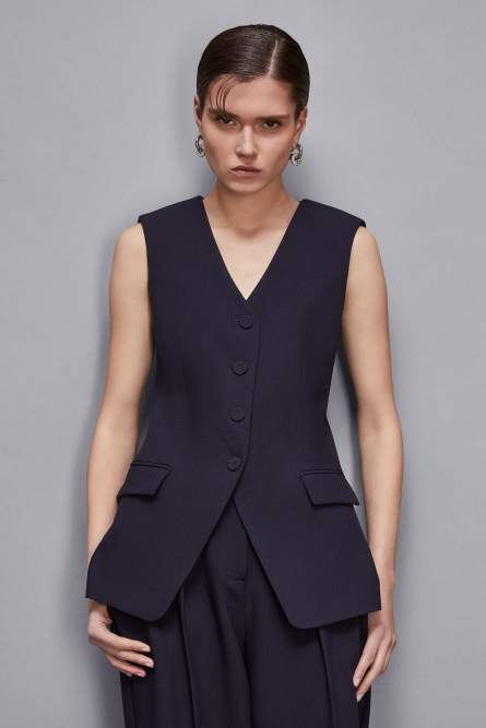 Tailored vest, Blue, Patrizia Pepe