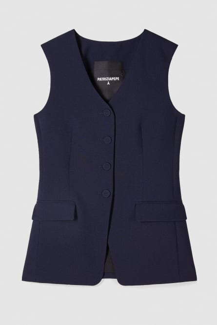 Tailored vest, Blue, Patrizia Pepe