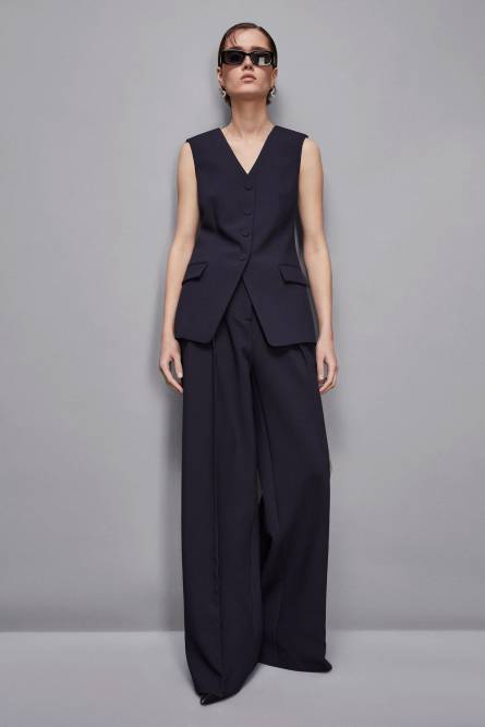 Tailored vest, Blue, Patrizia Pepe
