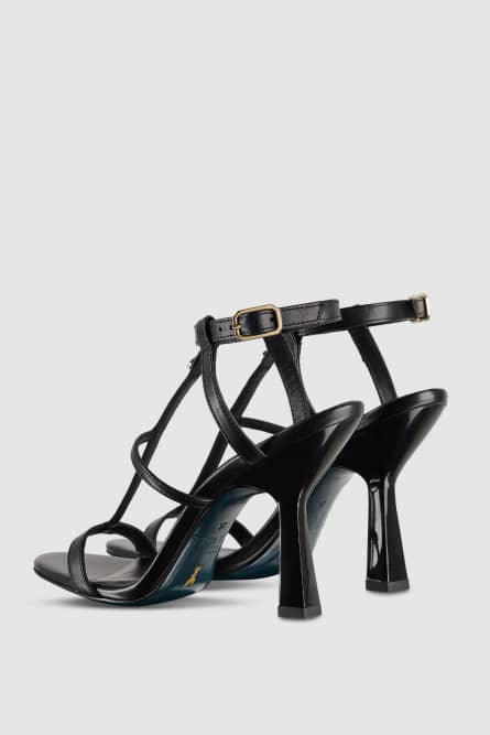 Heeled leather sandals, Black, Patrizia Pepe
