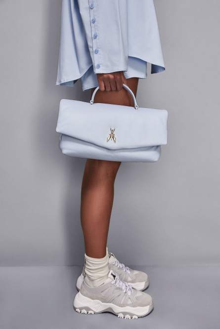 Fly Bamby leather shoulder bag, Light Blue, Patrizia Pepe