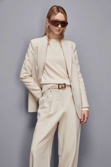 Smooth leather double-fit belt, Beige, Patrizia Pepe