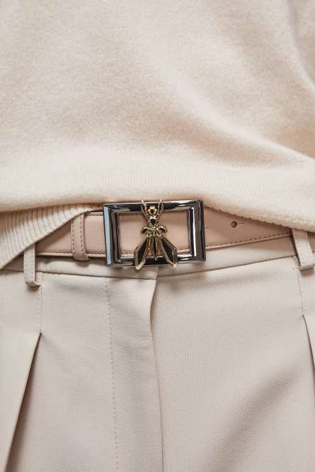 Smooth leather double-fit belt, Beige, Patrizia Pepe