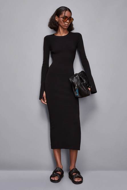 Knitted dress with slit, Black, Patrizia Pepe