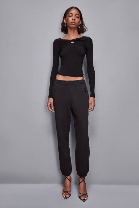 Pantalon de jogging en polaire « Essential », Noir, Patrizia Pepe