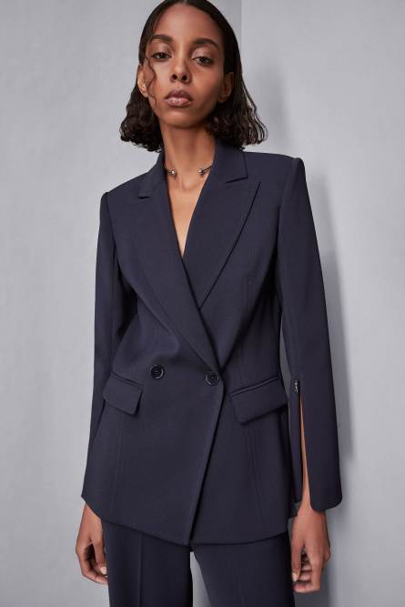 Essential double-breasted jacket, Blue, Patrizia Pepe