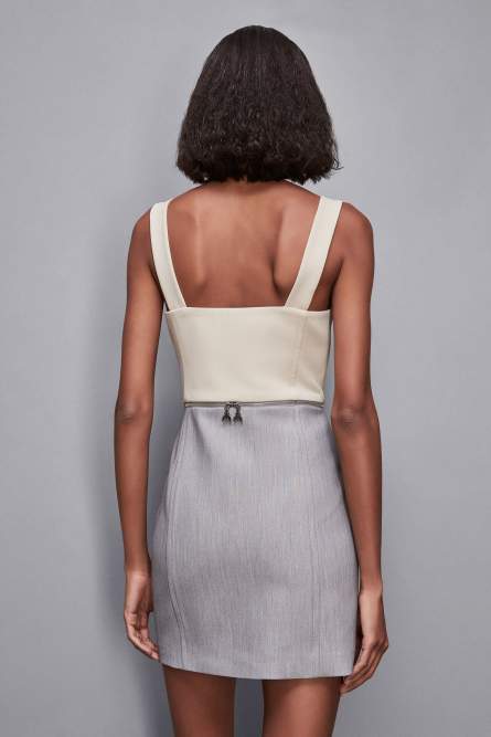 2-in-1 Color Block Dress, Grey, Beige, Patrizia Pepe