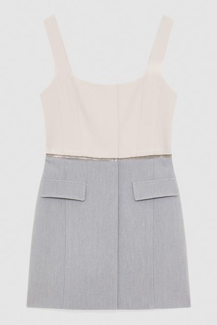 2-in-1 Color Block Dress, Grey, Beige, Patrizia Pepe