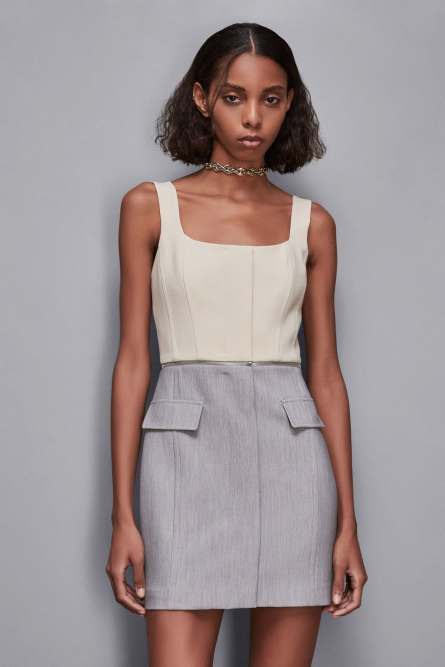 2-in-1 Color Block Dress, Grey, Beige, Patrizia Pepe