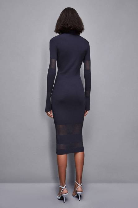 Dress with transparencies, Blue, Patrizia Pepe
