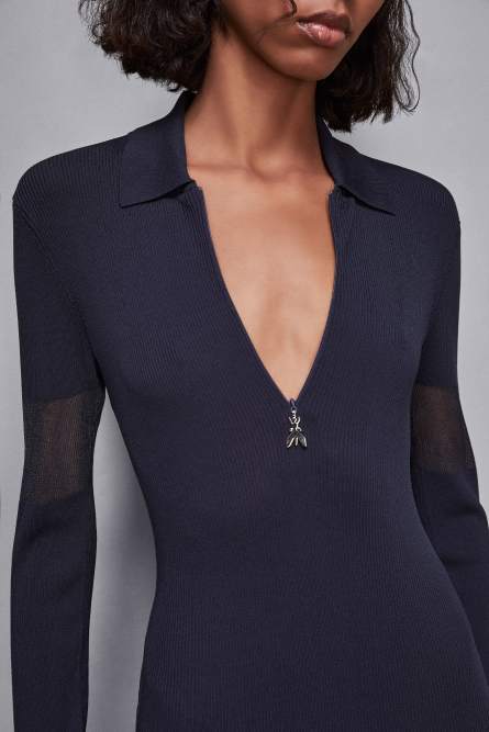 Dress with transparencies, Blue, Patrizia Pepe