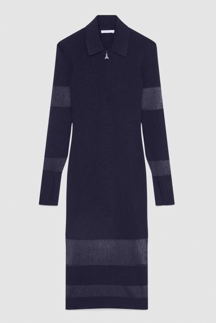 Dress with transparencies, Blue, Patrizia Pepe