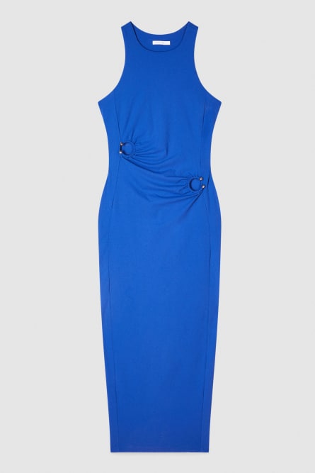 Midi dress with piercing details, Blue, Patrizia Pepe