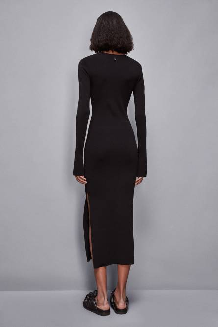 Knitted dress with slit, Black, Patrizia Pepe