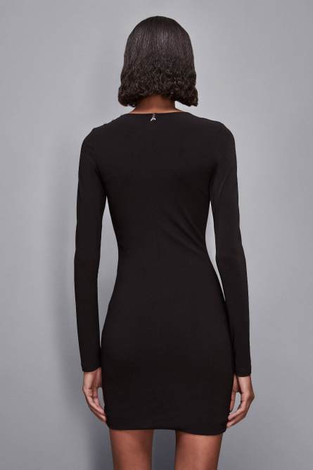 Tulle mini dress with draping, Black, Patrizia Pepe