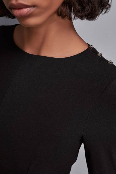 Tulle mini dress with draping, Black, Patrizia Pepe
