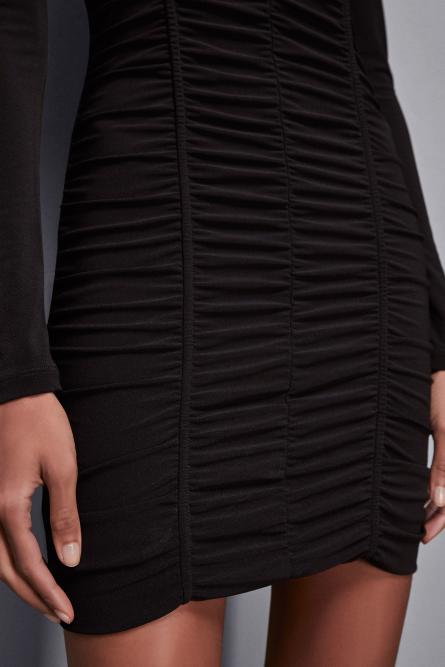 Tulle mini dress with draping, Black, Patrizia Pepe