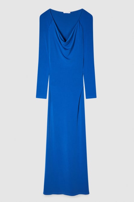 Robe longue col en goutte, Bleu, Patrizia Pepe