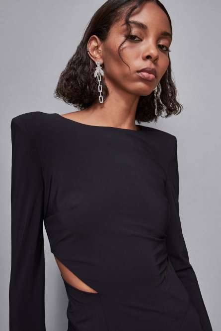 Midikleid mit slash, Schwarz, Patrizia Pepe