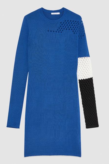 Mini dress with perforated details, Blue, Black, White, Patrizia Pepe