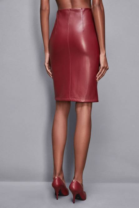 Zippered midi skirt, Red, Patrizia Pepe