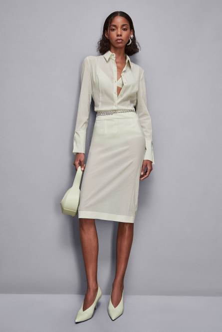 Organza midi skirt, Green, Patrizia Pepe