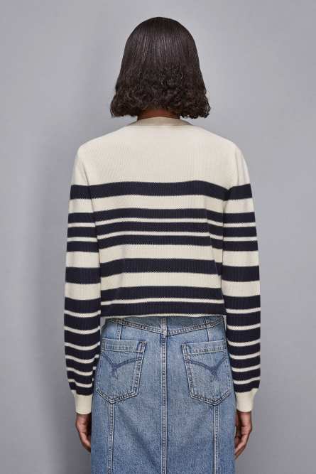 Sweater with buttons detail, White, Blue, Patrizia Pepe