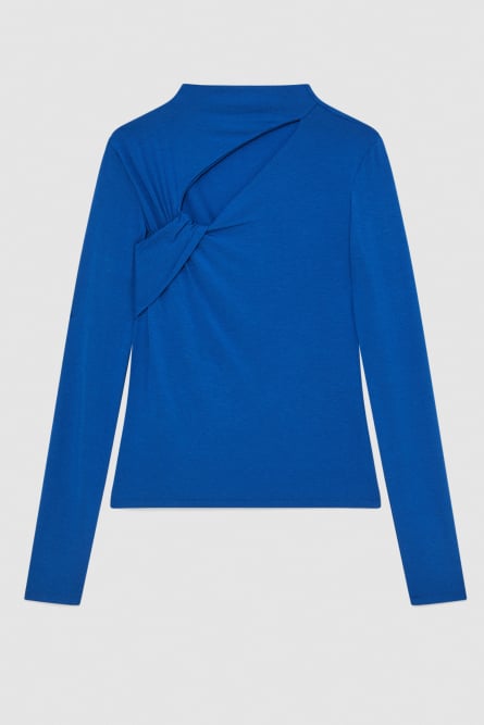 Maglia cut-out con drappeggio, Blu, Patrizia Pepe