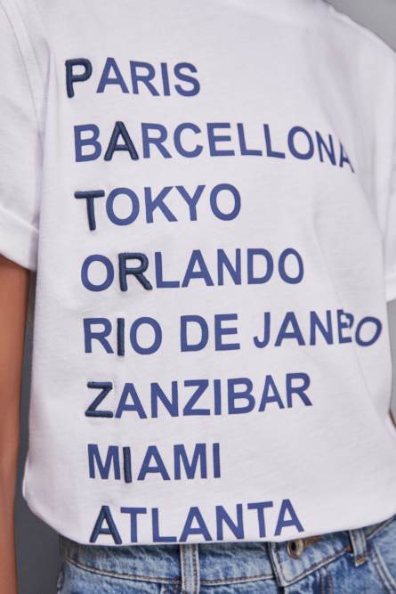 Cotton T-shirt with slogan, White, Patrizia Pepe