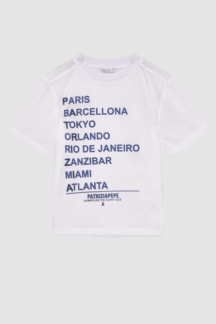 Cotton T-shirt with slogan, White, Patrizia Pepe