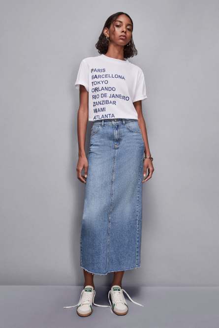 Cotton T-shirt with slogan, White, Patrizia Pepe