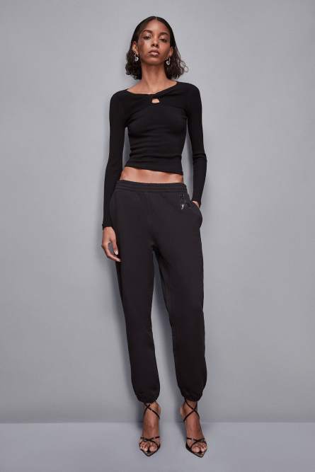 Pantalon de jogging en polaire « Essential », Noir, Patrizia Pepe