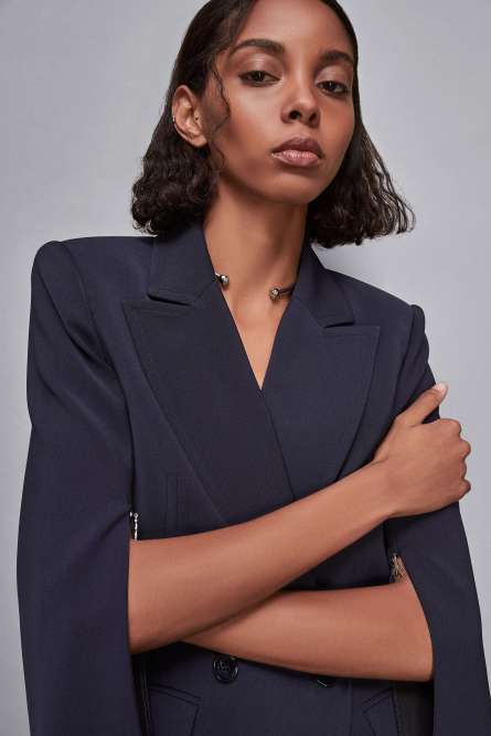 Essential double-breasted jacket, Blue, Patrizia Pepe
