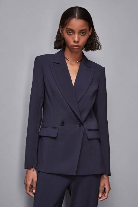 Essential double-breasted jacket, Blue, Patrizia Pepe