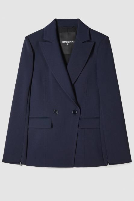 Essential double-breasted jacket, Blue, Patrizia Pepe